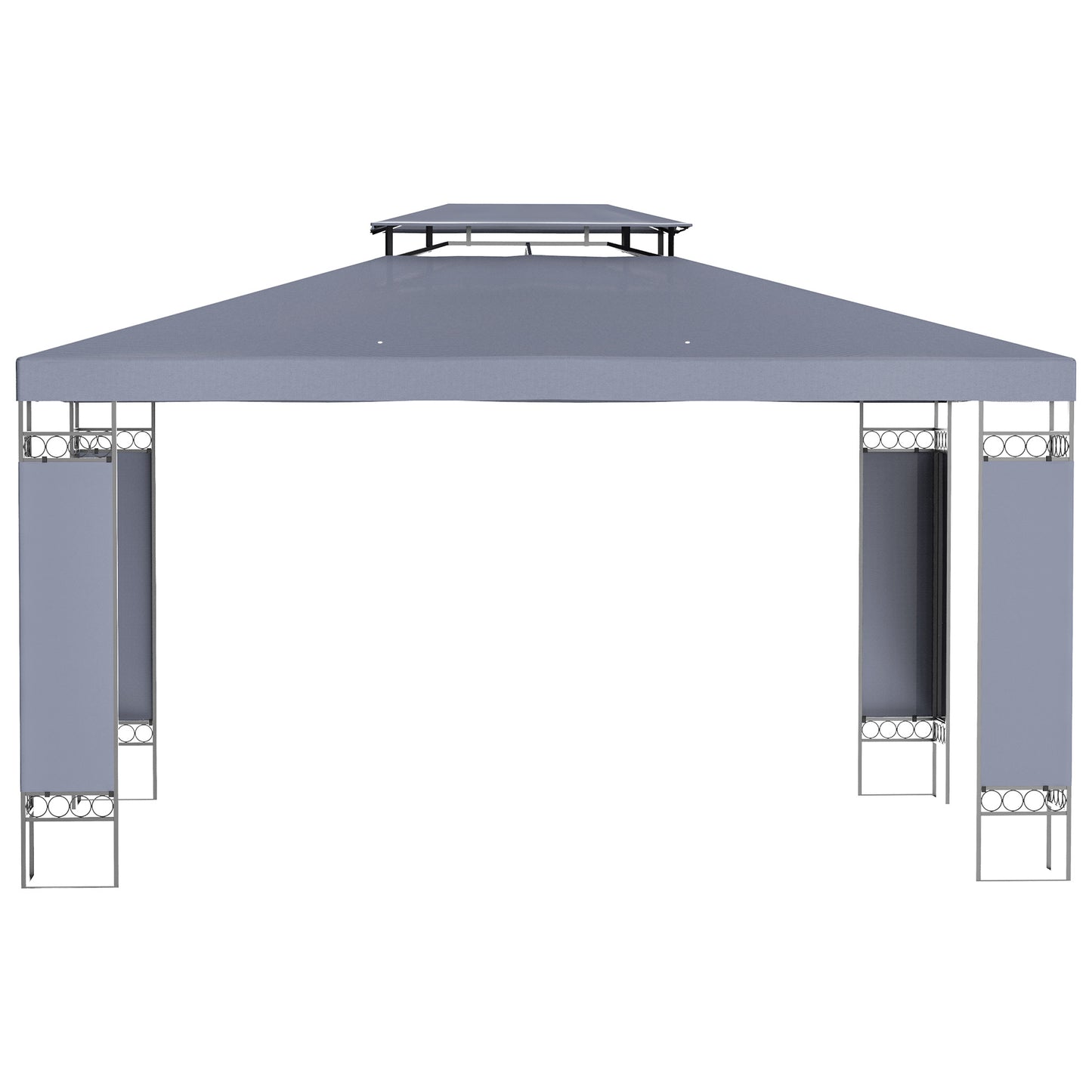 10' x 13' Patio Gazebo, Double Roof Outdoor Gazebo Canopy Shelter with Screen Decorate Corner Frame, for Garden, Lawn, Backyard and Deck, Gray