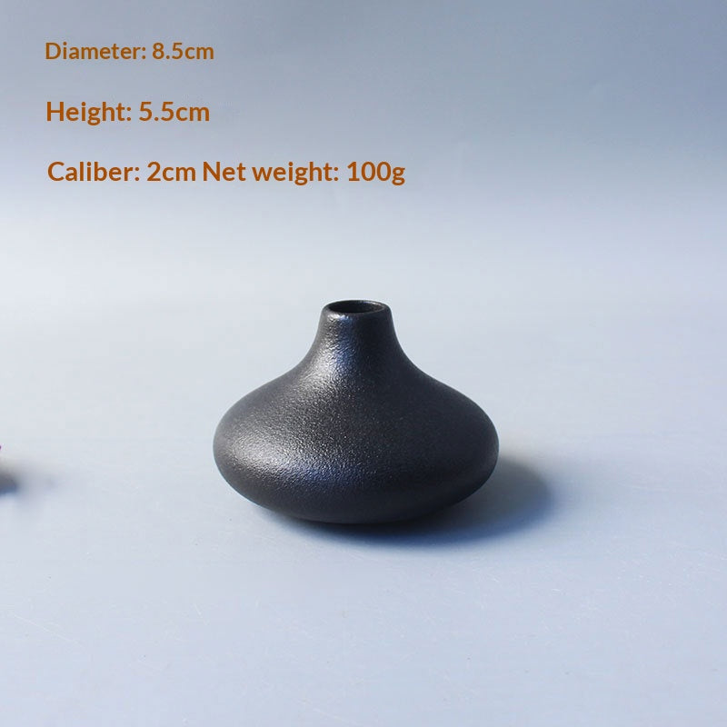 Black Ceramic Vase New Chinese-style Home Decor Piece