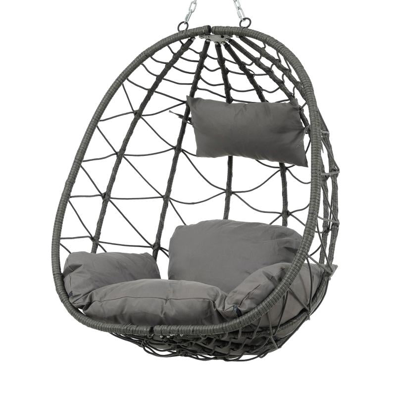 Indoor And Outdoor Swing Chair With Stand, Patio Wicker Hanging Egg Chair, Hanging Basket Chair Suitable For Bedroom, Living Room And Balcony