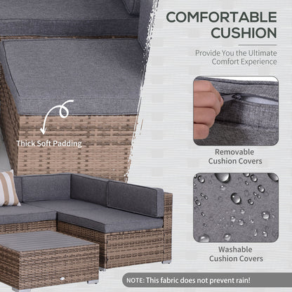 Modern Rattan Patio Furniture Set, 7-Piece Outdoor Wicker Sofa Set with Cushions for Home & Family Gatherings, Gray