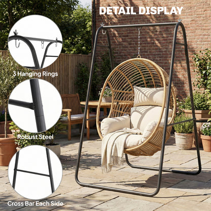 Hammock Chair Stand Only Heavy Duty Solid Steel A-Frame for Hanging Hammock, Egg Chair, Max Load 330 LBS, Black