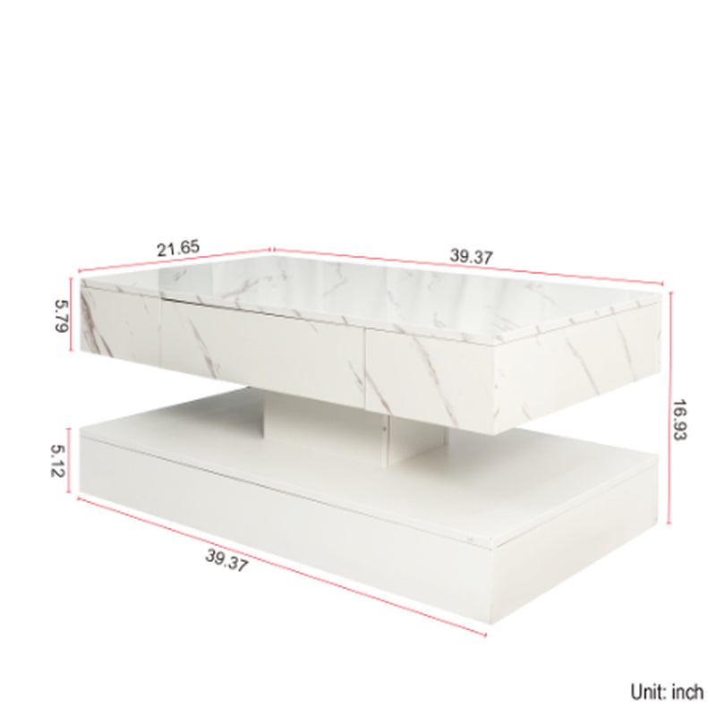6.93IN High LED Coffee Table,Modern Coffee Table For Living Room,Living Room Tables,Large Living Room Furniture,LED Lights