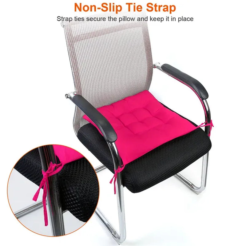 4Pcs Chair Cushion Pads Pillow 17.72x17.72x2.37in Soft Tie On Square Sitting Mats For Home Office Car Sitting Travel(Thickened)