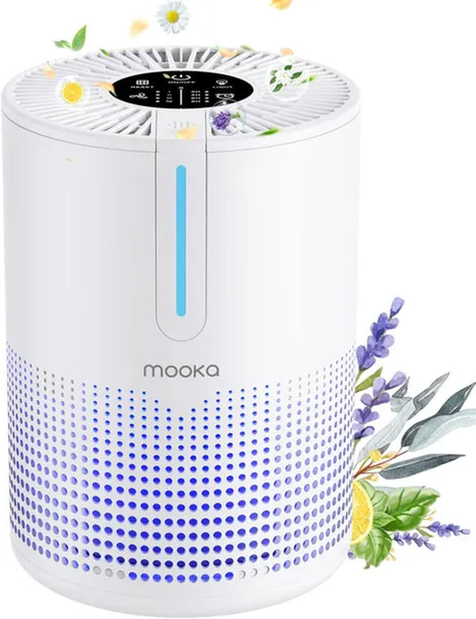 Air Purifiers For Bedroom Home, MOOKA HEPA H13 Filter Air Purifier With USB Cable For Smokers Pollen Pets Dust Odors In Office Car 300 Sq.Ft, Travel-size Desktop Air Cleaner