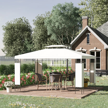 13' x 10' Patio Gazebo Outdoor Canopy Shelter w/ Double Vented Roof, Cream White