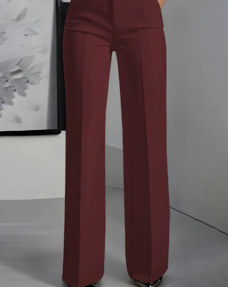 Women's White Minimalist Pants Made Of Polyester