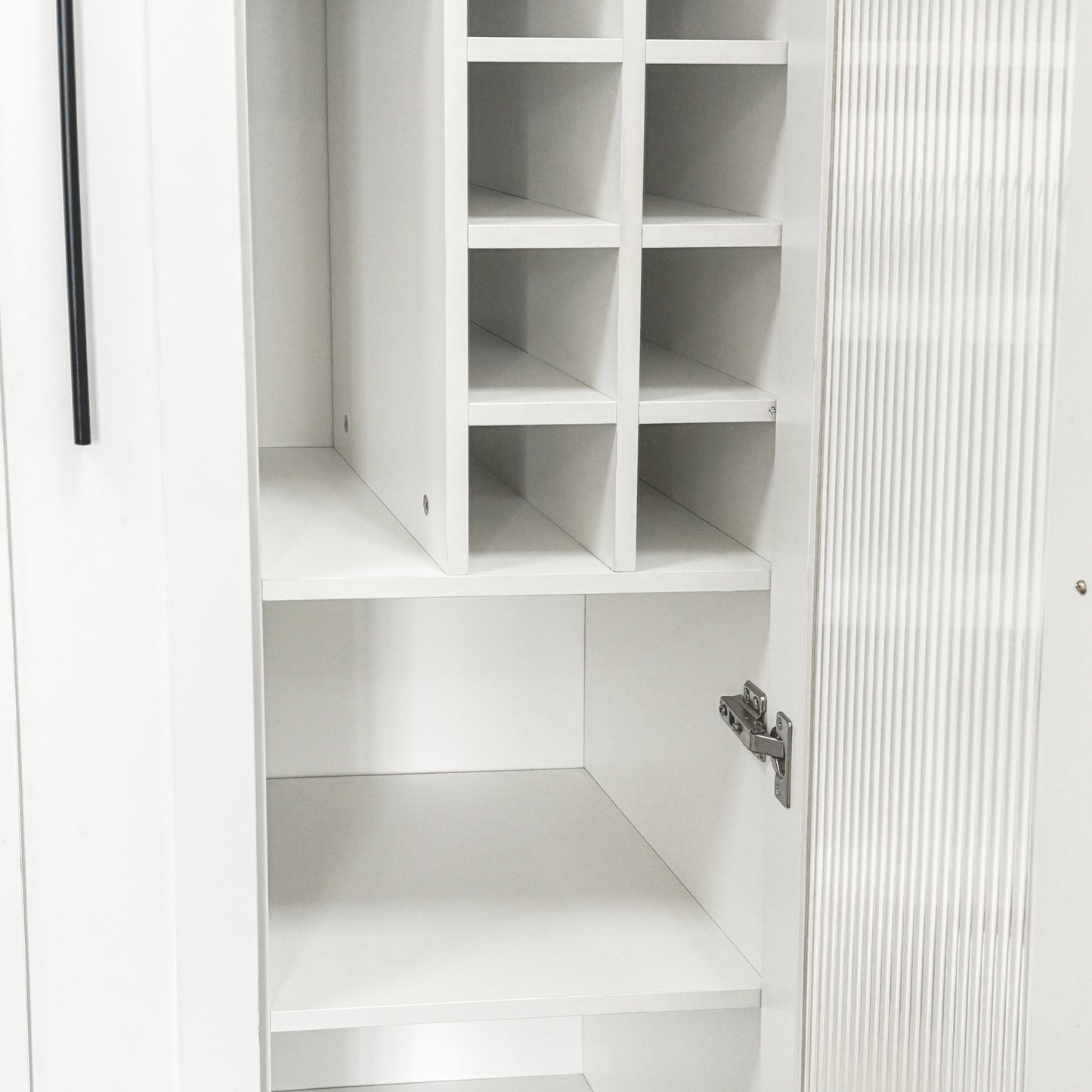 Kitchen Pantry Cabinet With Multi-functional Pull-out Multi-tier Storage Shelf,Farmhouse Storage Cabinet With Glass Doors,Pantry Organizers For Kitchen, Bar Cabinet,Dining Room