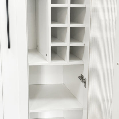 Kitchen Pantry Cabinet With Multi-functional Pull-out Multi-tier Storage Shelf,Farmhouse Storage Cabinet With Glass Doors,Pantry Organizers For Kitchen, Bar Cabinet,Dining Room