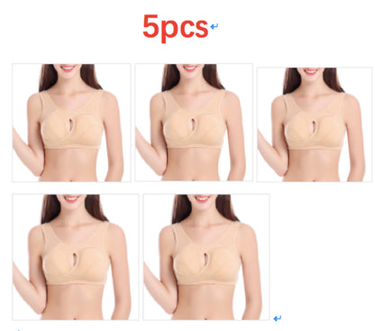 Plus Size Women Bra Ladies Cotton Quake-Proof Underwear Sleep Tops No Buckles Non Wire Lingerie With Removable Padded
