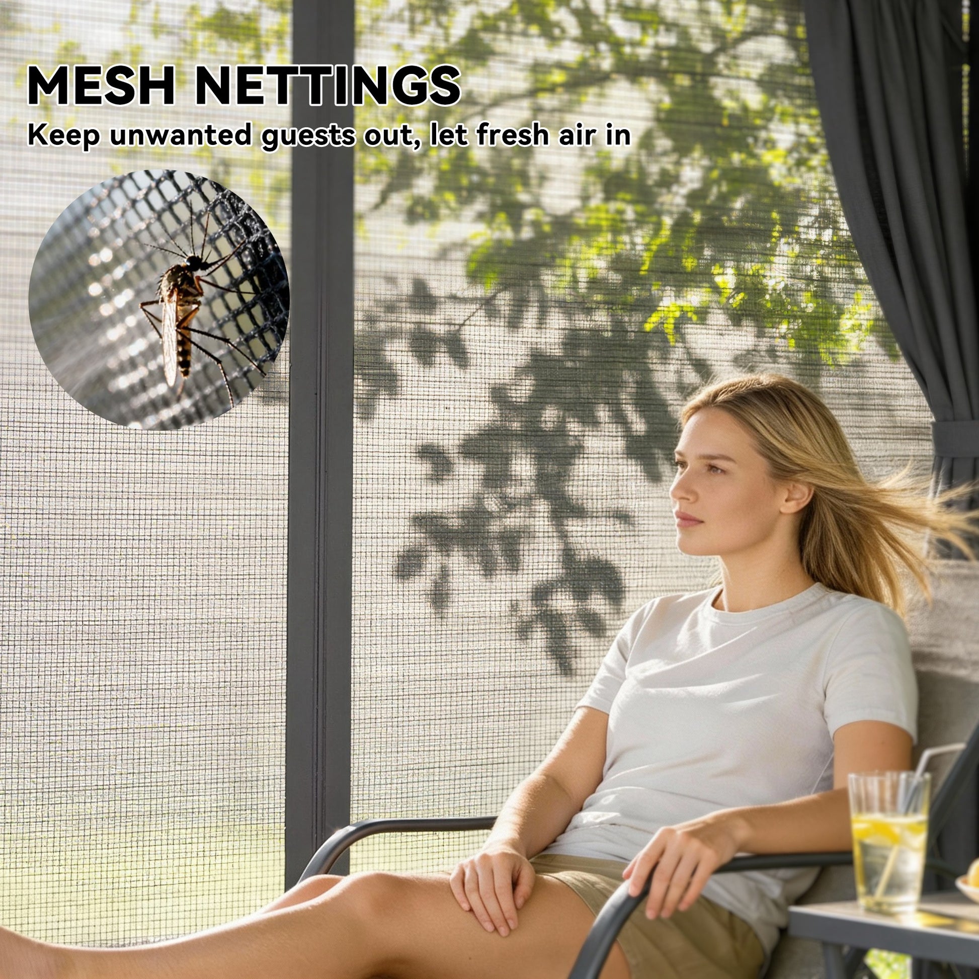 10' x 12' Outdoor Patio Gazebo, Soft Top Gazebo Canopy Shelter with Curtains, Netting, Steel Frame, Hooks, Dark Gray
