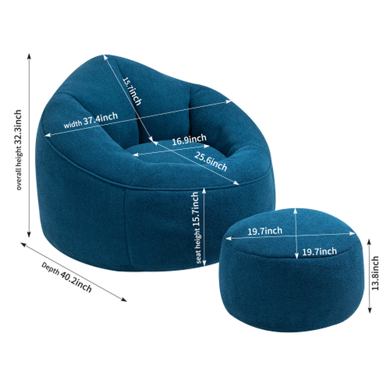 Bedding Bean Bag Sofa Chair High Pressure Foam Bean Bag Chair Material With Padded Foam Padding Compressed Bean Bag With Footrest