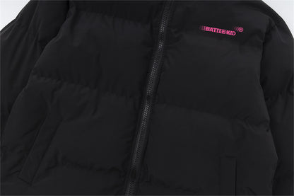 Printed Stand Collar Cotton-padded Coat Men